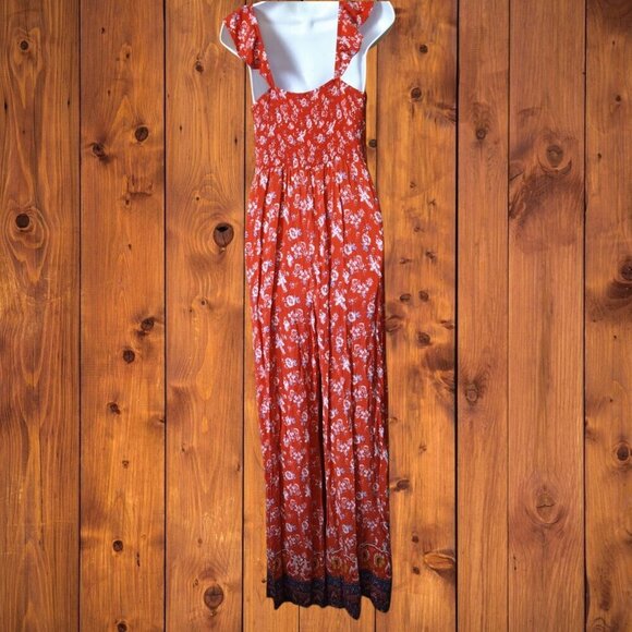 Xhilaration Women's Small Sleeveless Wide Leg Jumpsuit Smocked Boho Floral - Picture 7 of 8